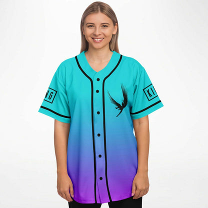 Sullivan King Teal Purple Winged Eagle Rave Baseball Jersey