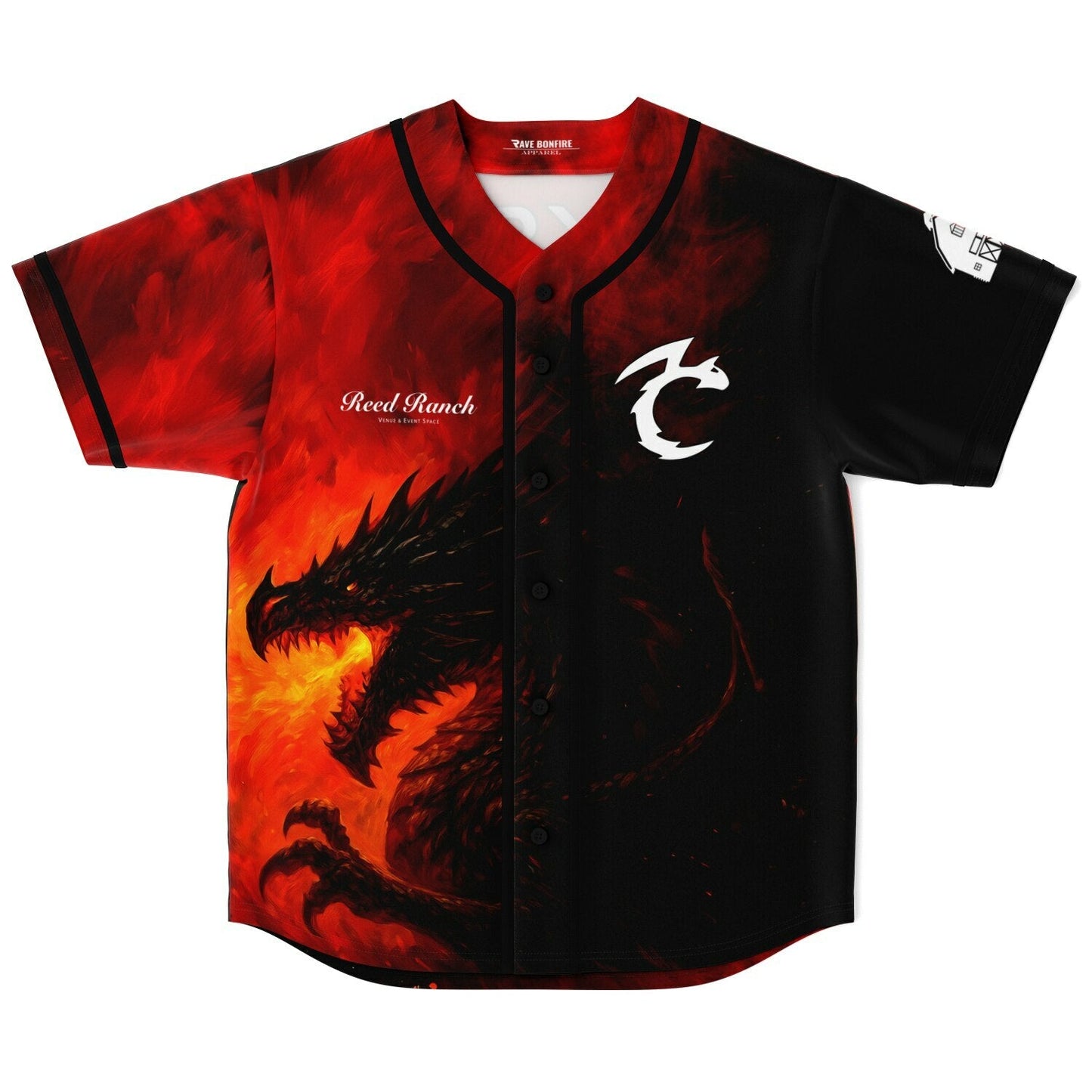 Black Dark Dragon Rave Baseball Jersey