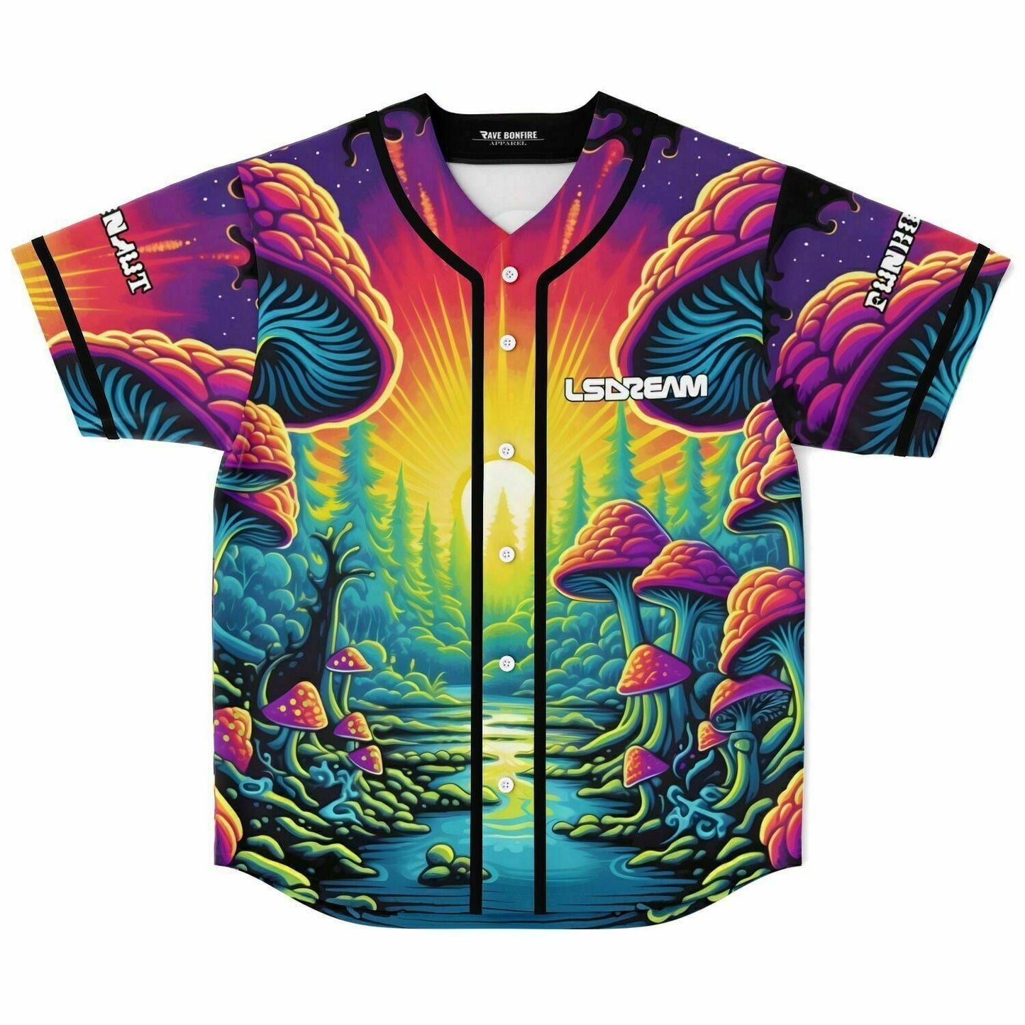 GRIZ Vivid Rainbow Psychedelic Mushroom Rave Baseball Jersey