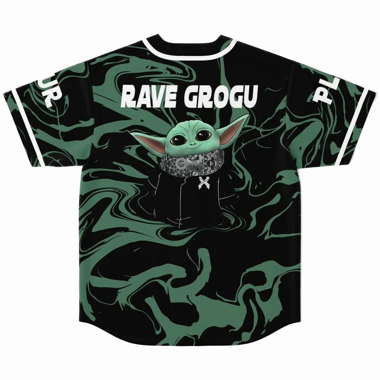 Black Sage Liquid Marble Rave Baseball Jersey