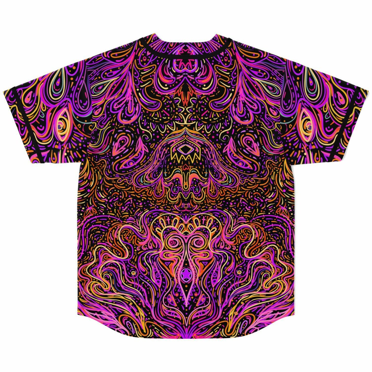 Magenta Symmetrical Psychedelic Rave Baseball Jersey