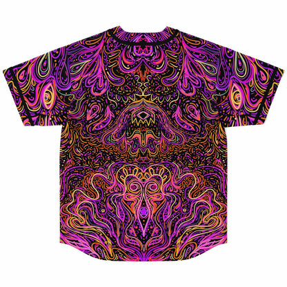 Magenta Symmetrical Psychedelic Rave Baseball Jersey