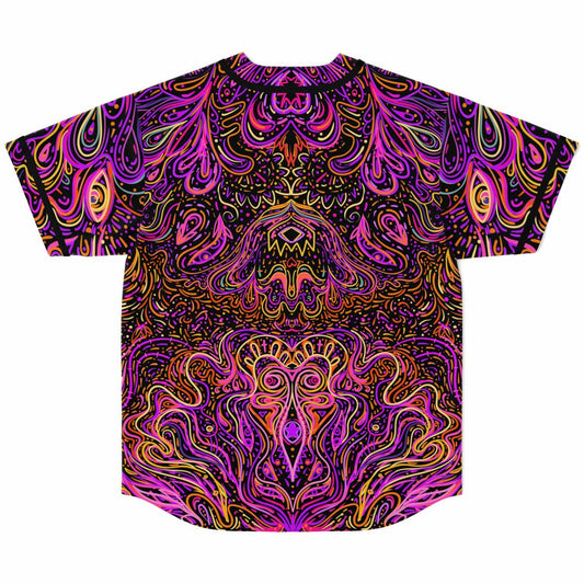 Magenta Symmetrical Psychedelic Rave Baseball Jersey