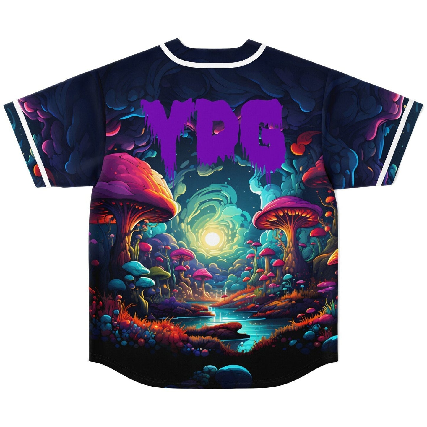 Deep Navy Psychedelic Glowing Rave Baseball Jersey