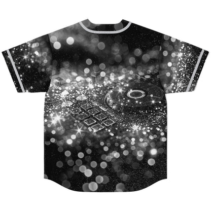 Black White Sparkling Glitter Rave Baseball Jersey