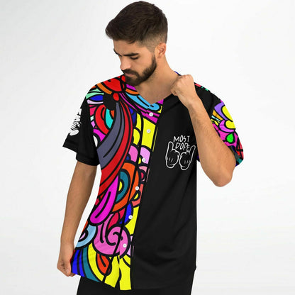 Black Abstract Psychedelic Rave Baseball Jersey