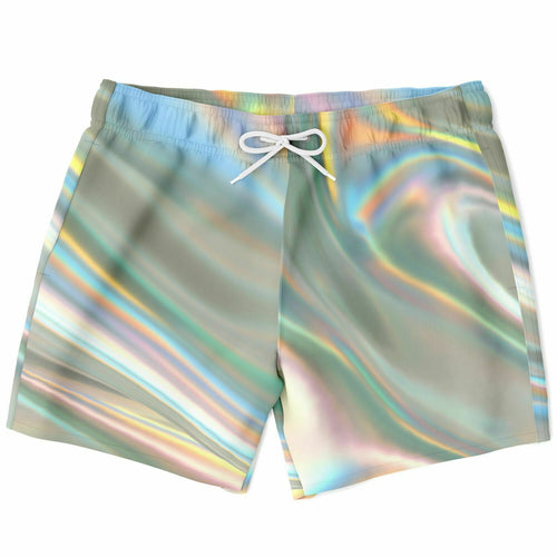 Pastel Iridescent Smooth Holographic Rave Swim Trunks