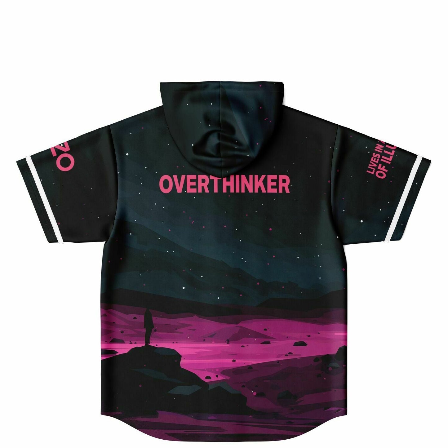 Dark Teal Minimalist Night Rave Hooded Baseball Jersey