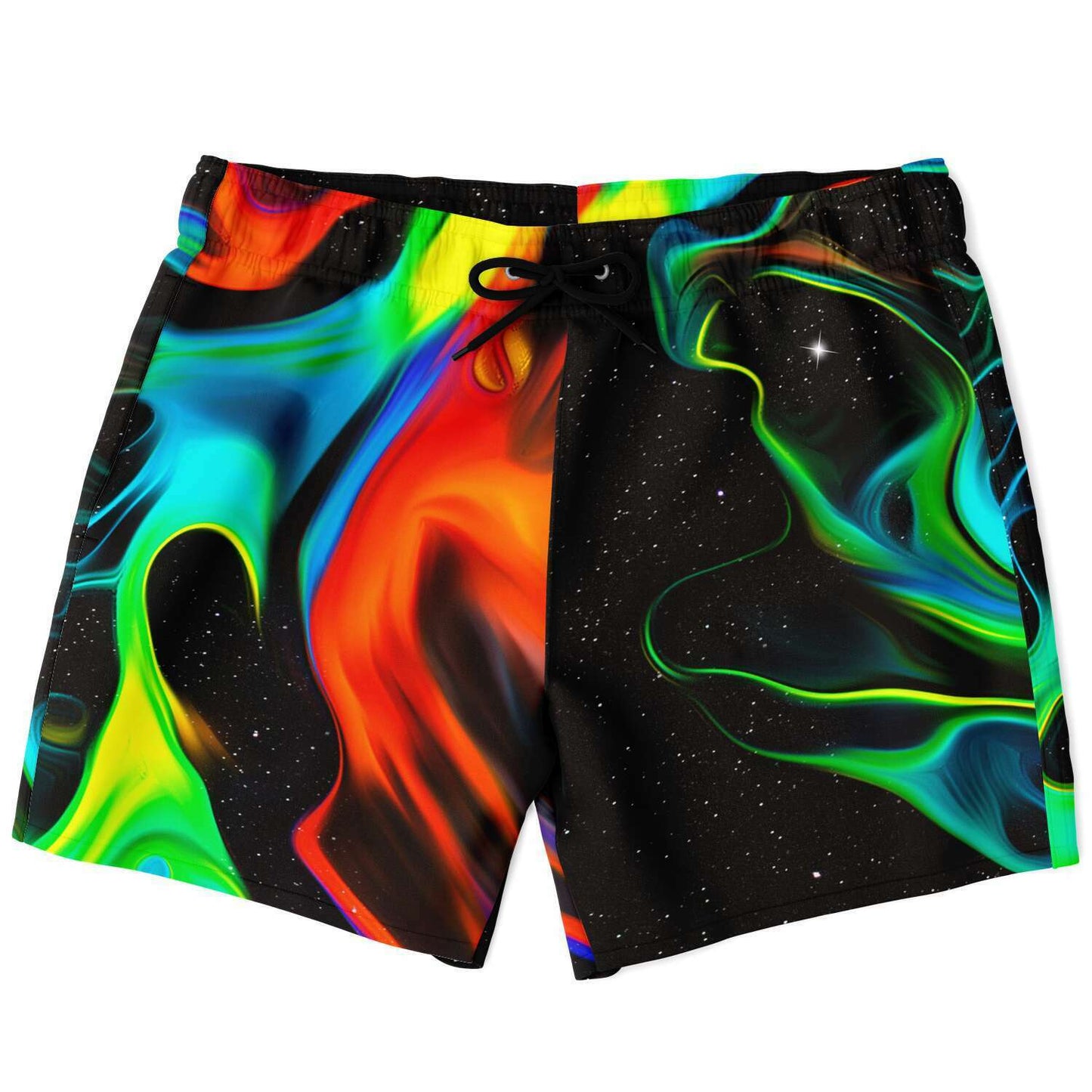 Black Abstract Flowing Rave Swim Trunks