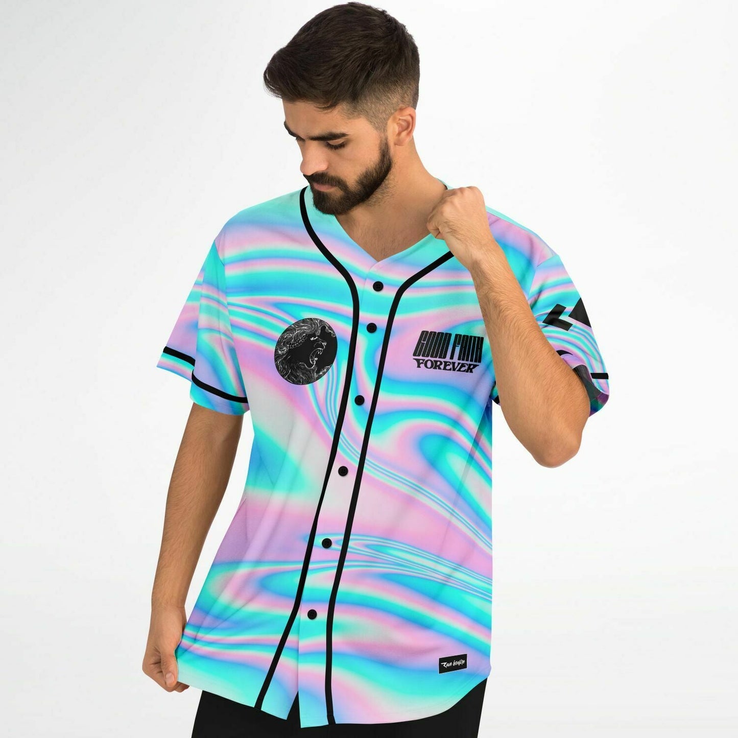 Pastel Holographic Swirling Marble Rave Baseball Jersey