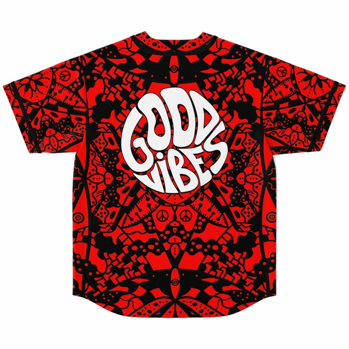 Red Black Kaleidoscopic Tribal Rave Baseball Jersey