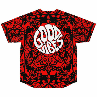 Red Black Kaleidoscopic Tribal Rave Baseball Jersey