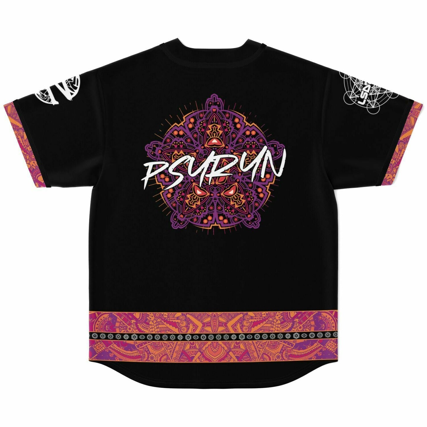 Psyryn Black Psychedelic Mandala Rave Baseball Jersey