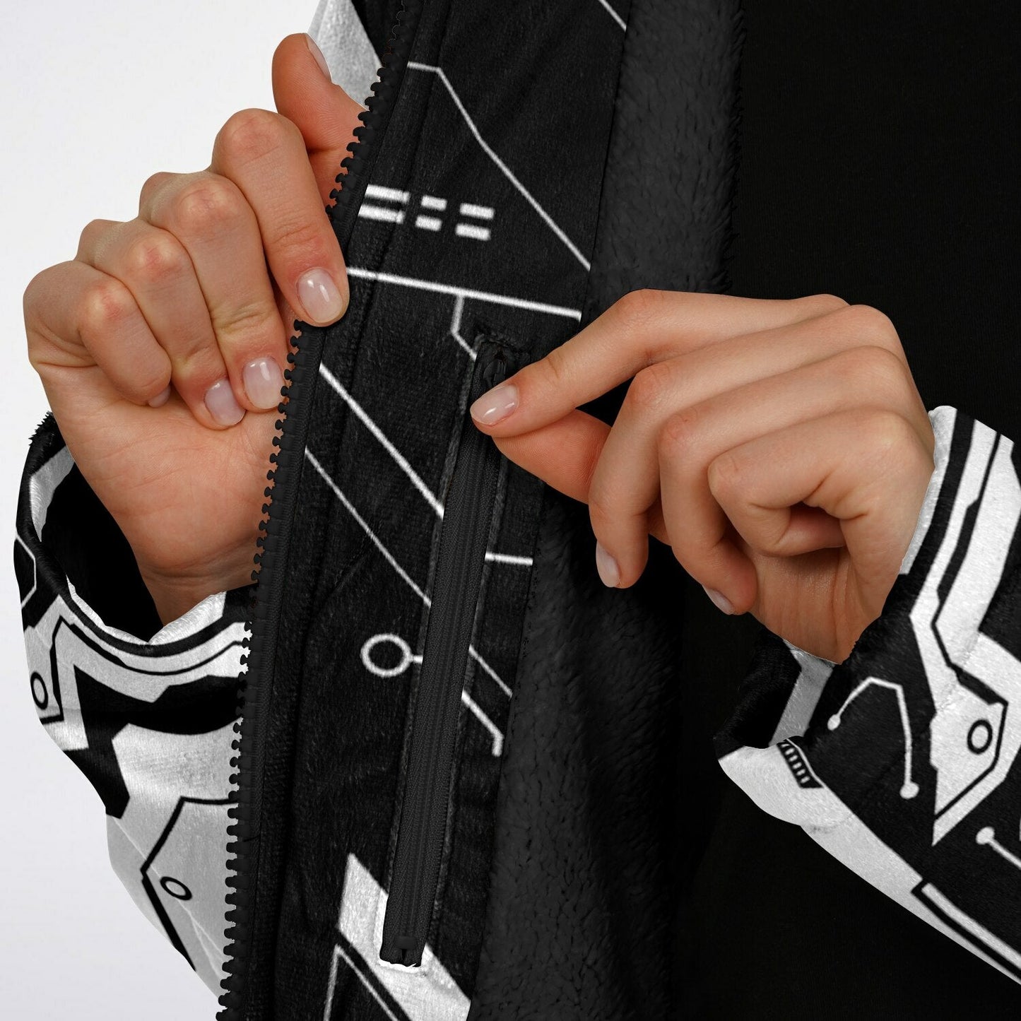 ILLENIUM Black White Futuristic Cyber Rave Cloak
