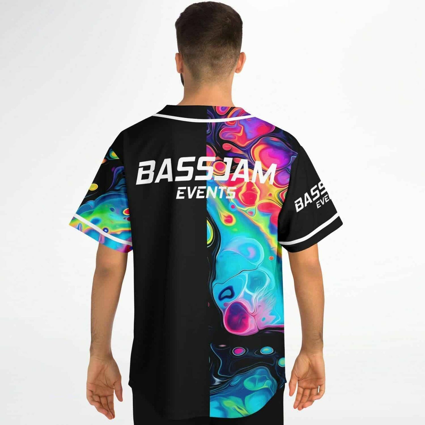 Black Abstract Liquid Rave Baseball Jersey