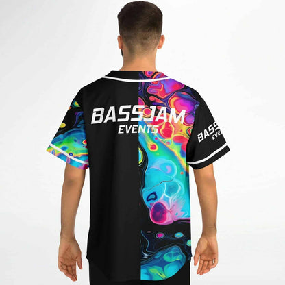 Black Abstract Liquid Rave Baseball Jersey