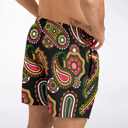 Black Paisley Rave Swim Trunks