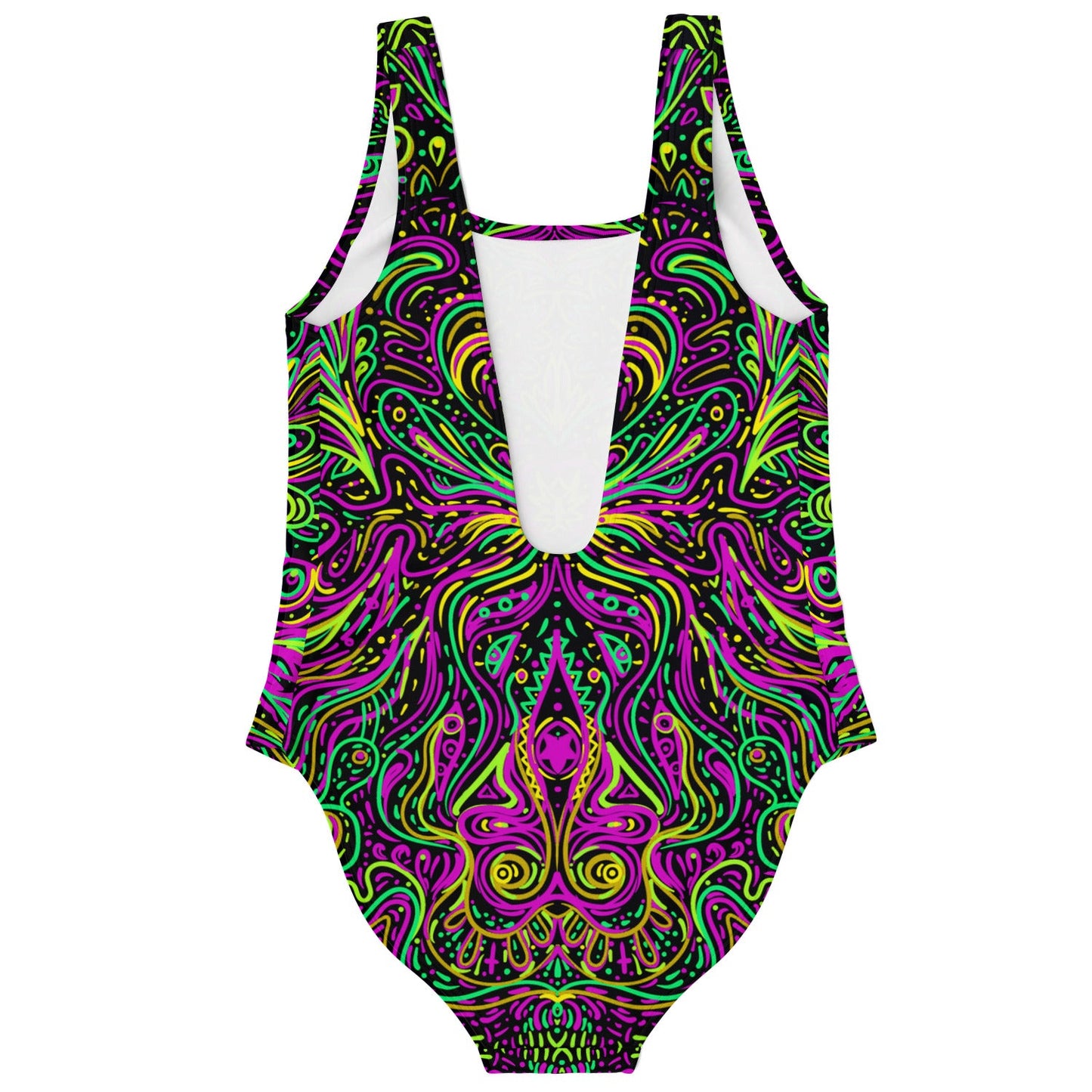 Black Symmetrical Kaleidoscopic Rave Swimsuit