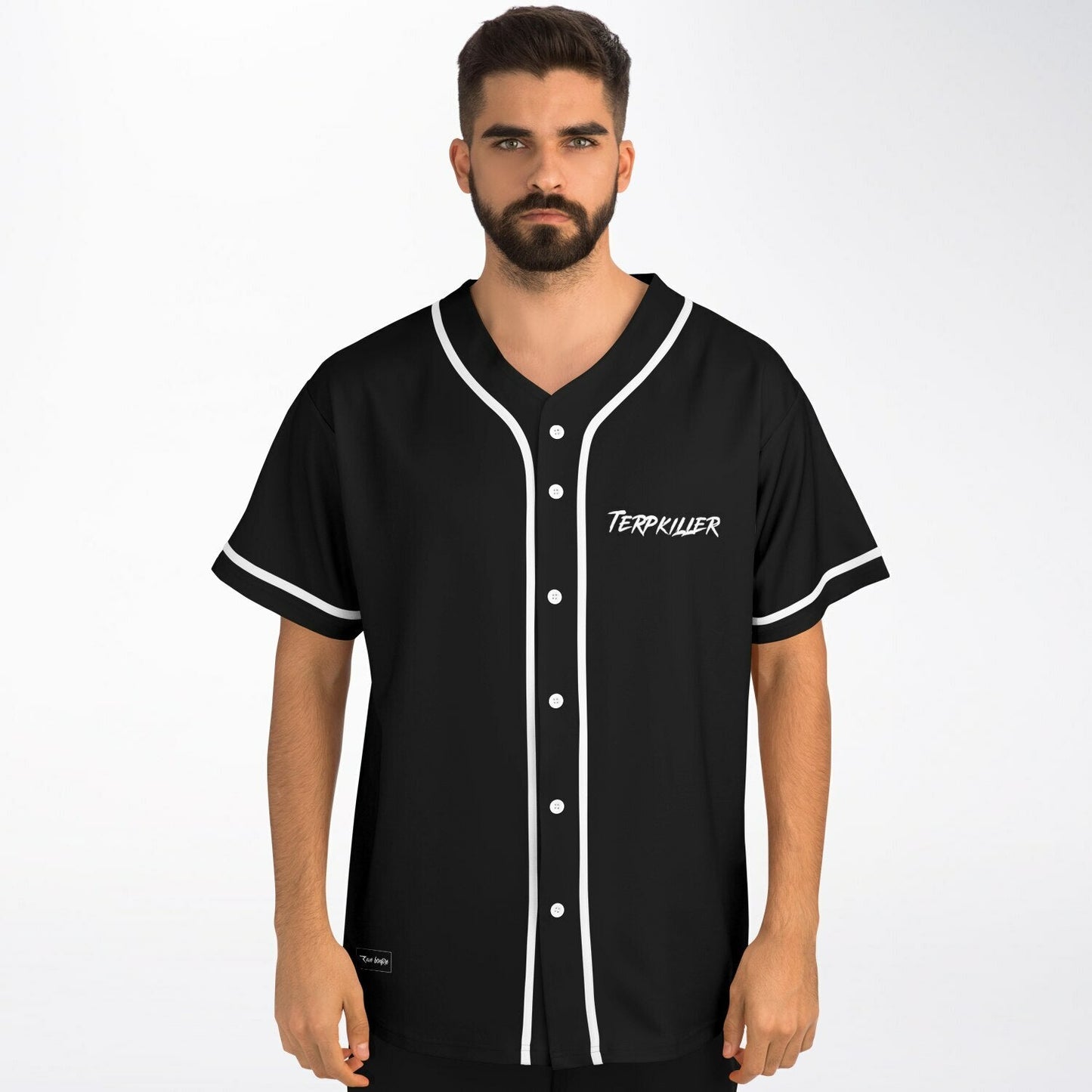 Terpkiller Black Brushstroke Wordmark Rave Baseball Jersey
