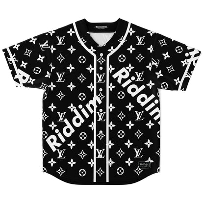 Black Repeating Luxury Rave Baseball Jersey