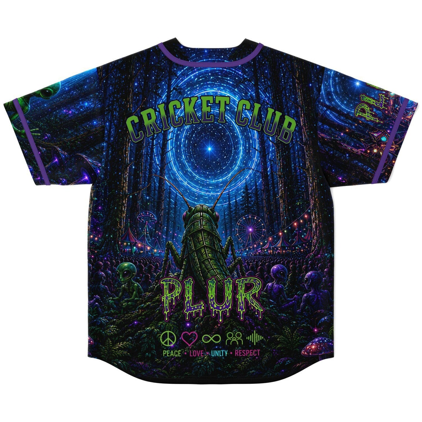 Deep Blue Psychedelic Forest Rave Baseball Jersey