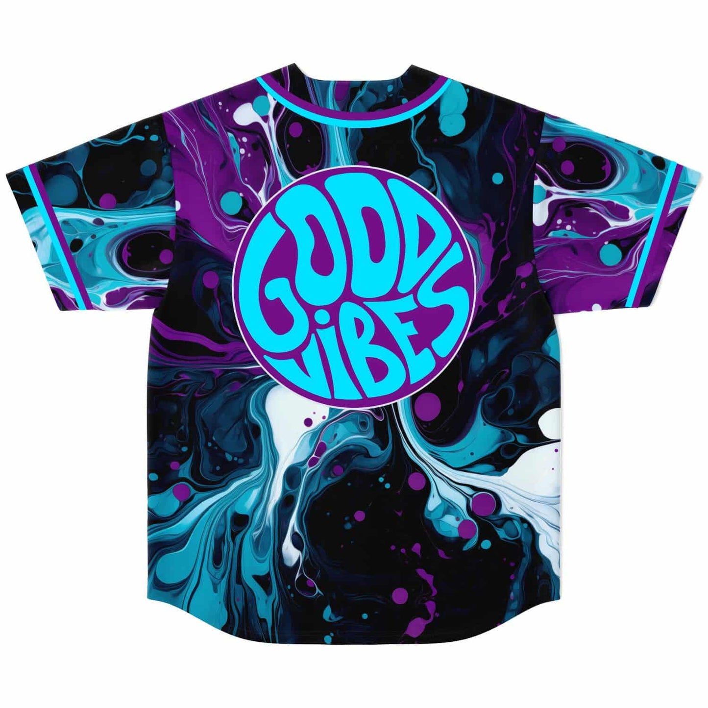 Teal Fluid Marble Rave Baseball Jersey