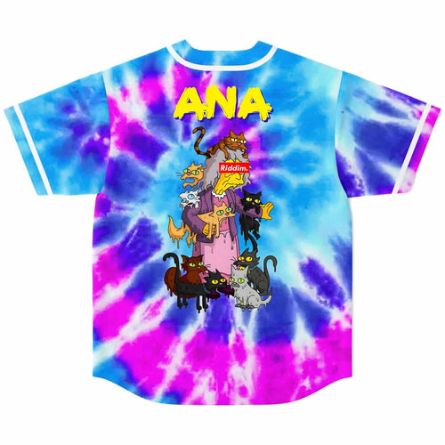 Blue Crazy Cat Rave Baseball Jersey