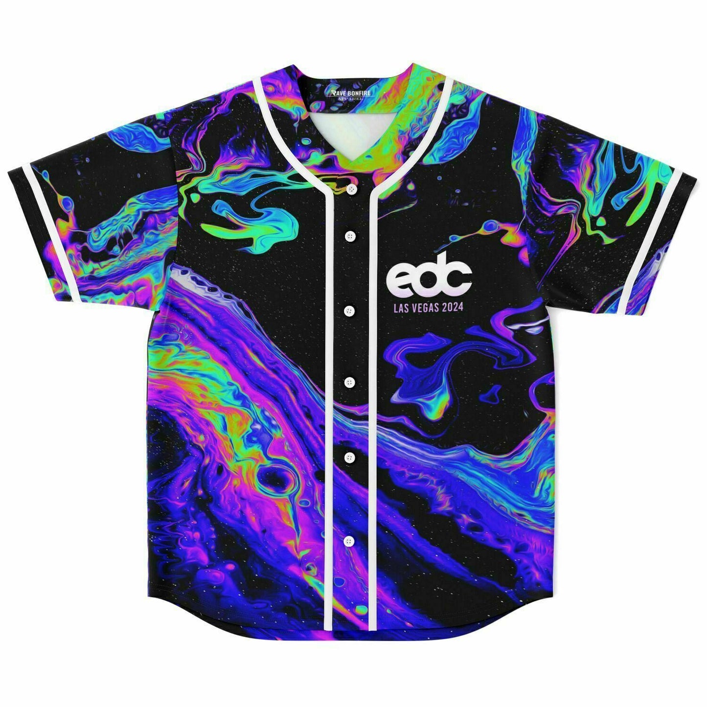 EDC Las Vegas 2024 Black Psychedelic Oil Rave Baseball Jersey