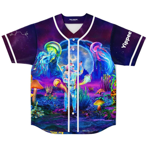 Vivid Purple Astronaut Psychedelic Rave Baseball Jersey