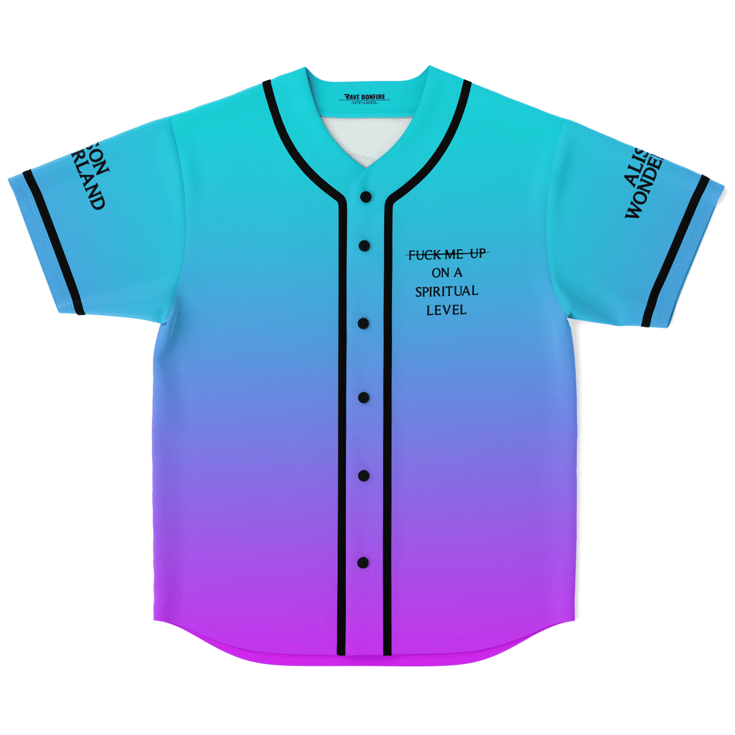 Alison Wonderland Teal Purple Minimal Text Rave Baseball Jersey