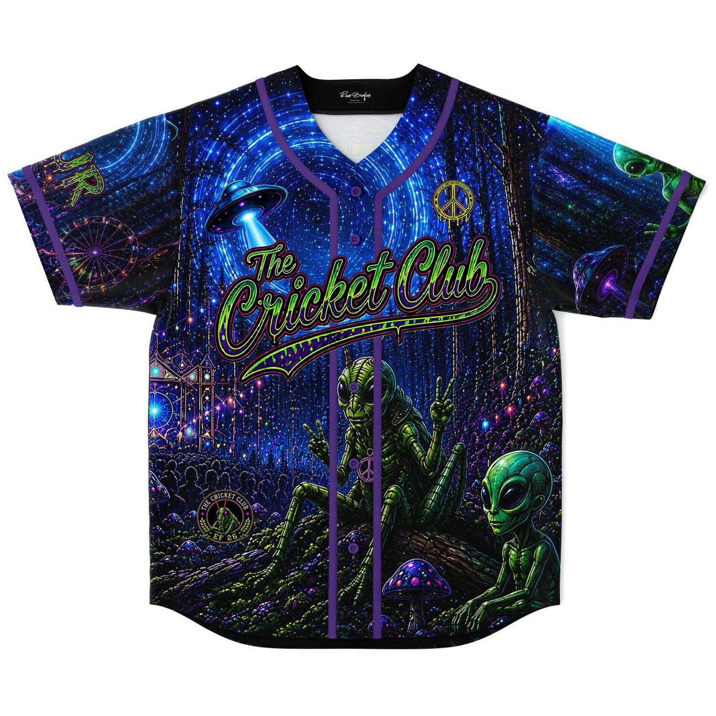 Deep Blue Psychedelic Forest Rave Baseball Jersey