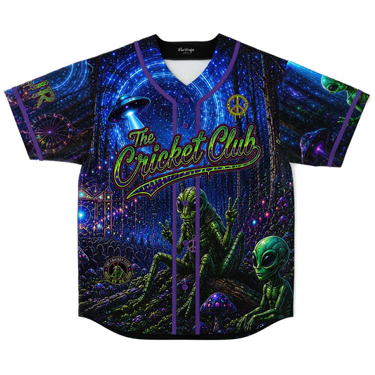 Deep Blue Psychedelic Forest Rave Baseball Jersey