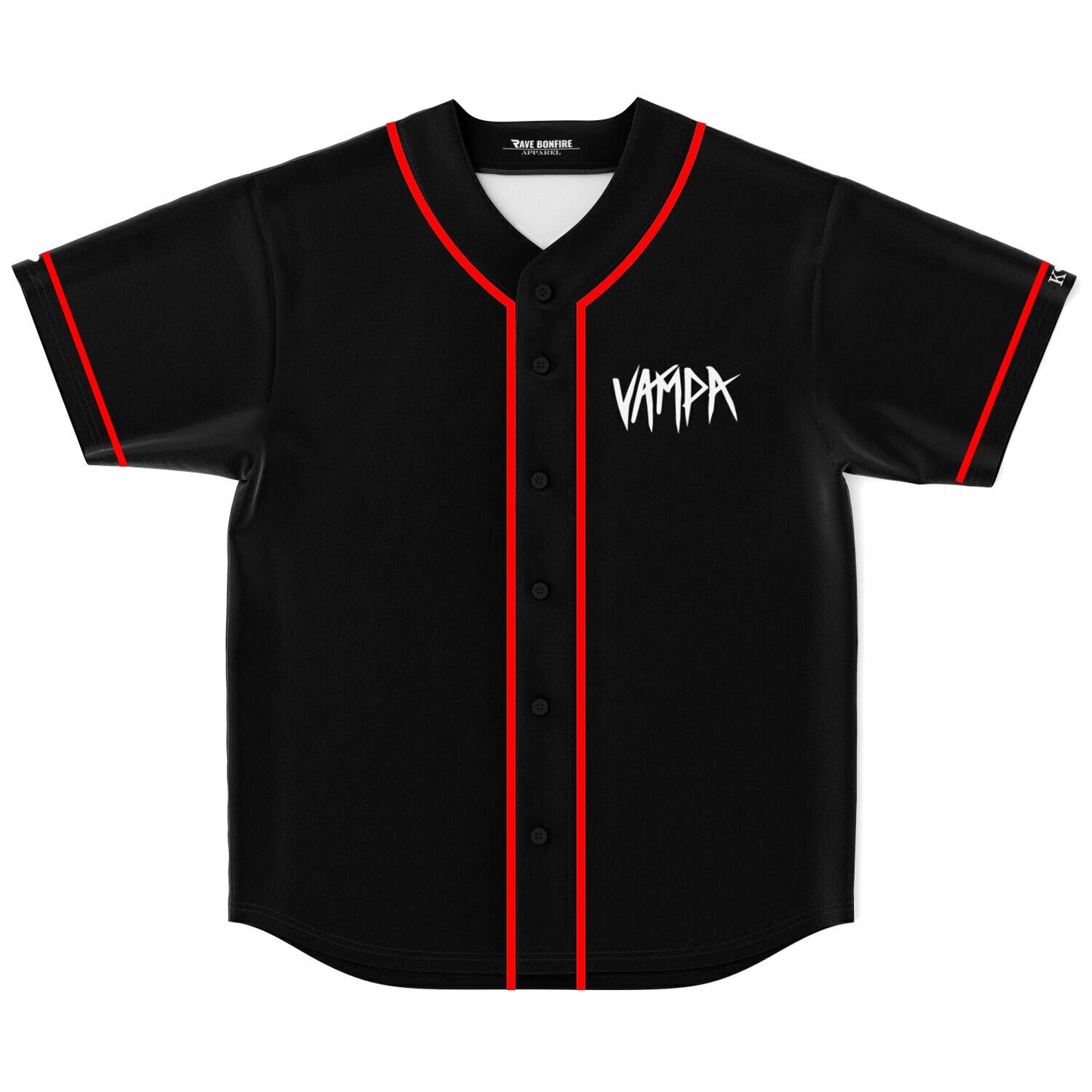 VAMPA Black Minimal Wordmark Rave Baseball Jersey