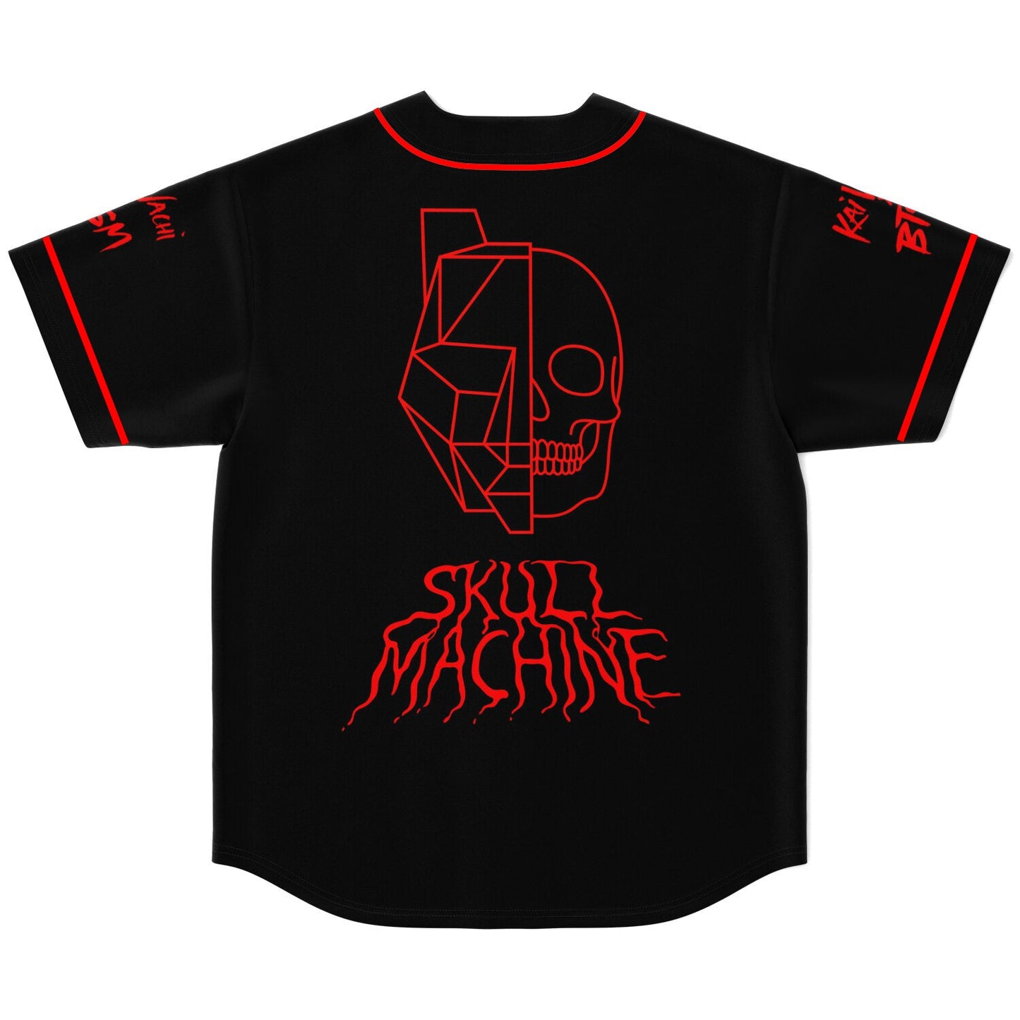 Skull Machine Black Geometric Half Rave Baseball Jersey