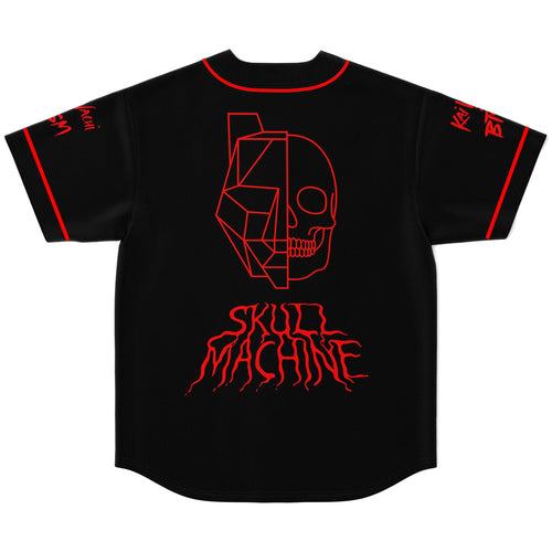 Skull Machine Black Geometric Half Rave Baseball Jersey
