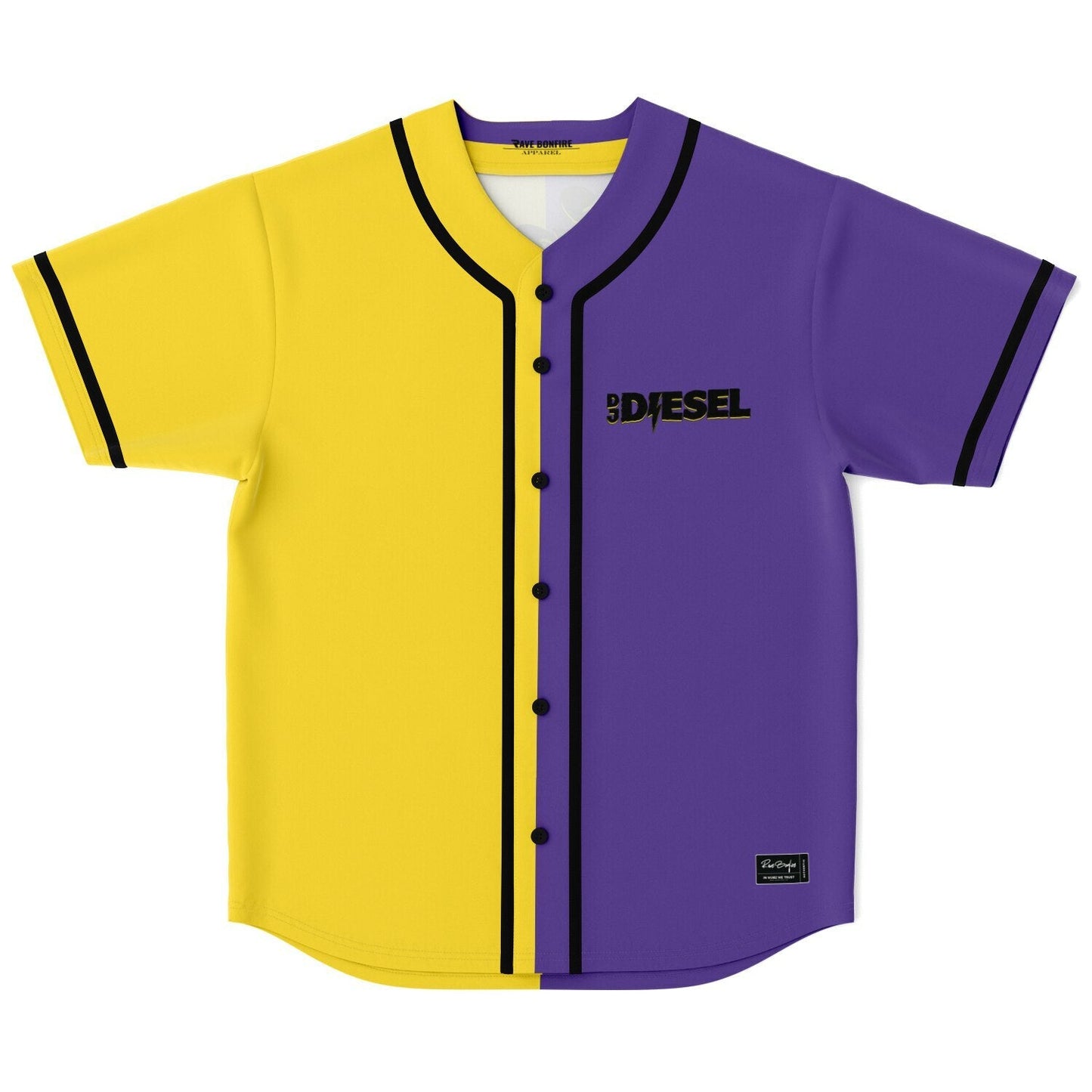 DJ Diesel Split Purple Blocked Panel Rave Baseball Jersey