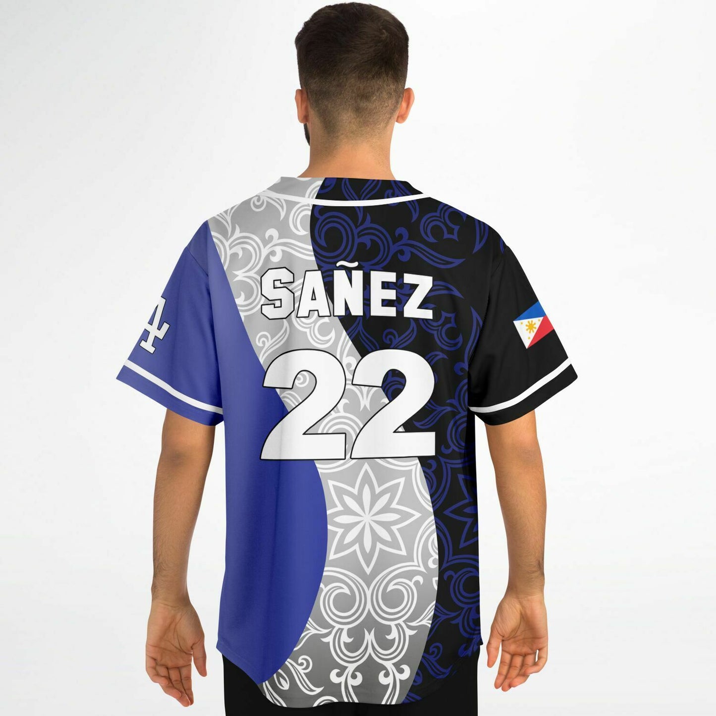 Royal Blue Split Panel Rave Baseball Jersey