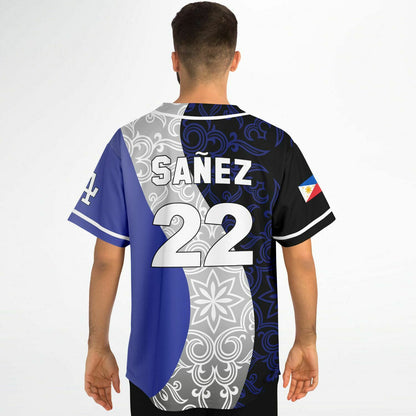 Royal Blue Split Panel Rave Baseball Jersey