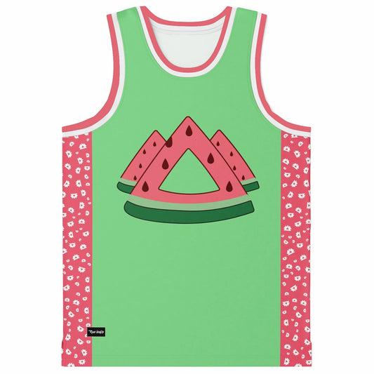 Mint Green Watermelon Slices Rave Basketball Jersey