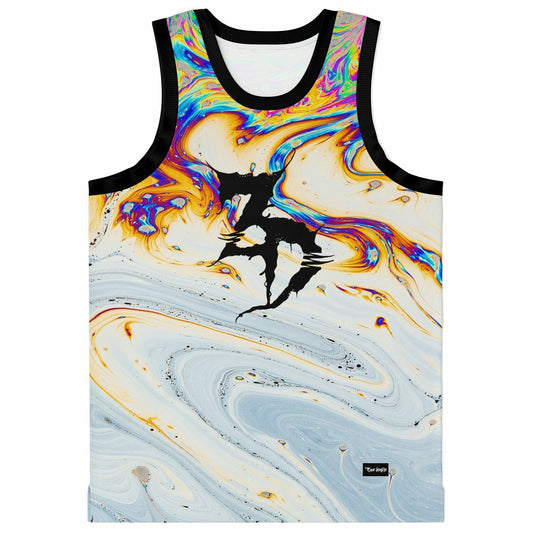 ZEDS DEAD Iridescent Oil Marbled Soap Rave Basketball Jersey