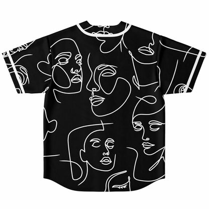 Black & White Line Art Reversible Baseball Jersey