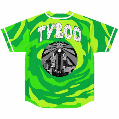 TVBOO Bright Green Swirling Camo Rave Baseball Jersey
