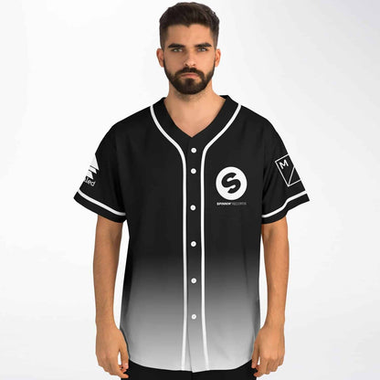 Black White Minimal Gradient Rave Baseball Jersey