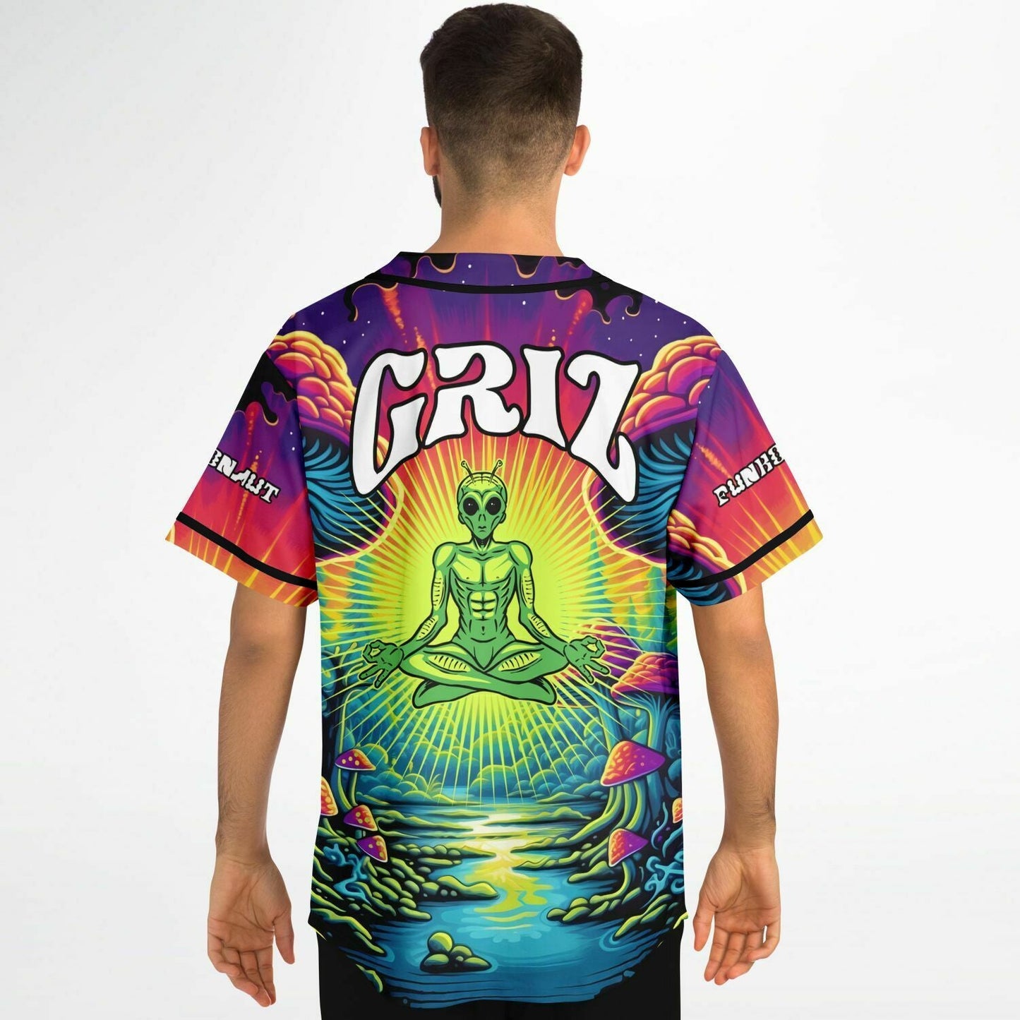 GRIZ Vivid Rainbow Psychedelic Mushroom Rave Baseball Jersey