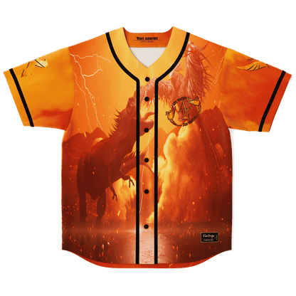 Orange Fiery Rearing Dragon Rave Baseball Jersey