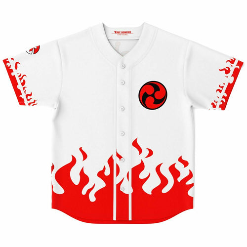 White Red Flames Rave Baseball Jersey