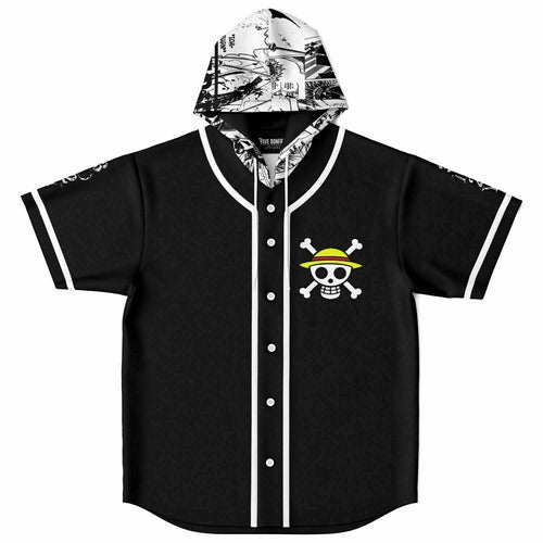 Black One Piece Rave Hooded Baseball Jersey