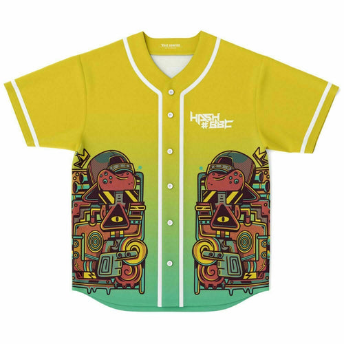 Yellow Green Abstract Robotic Rave Baseball Jersey
