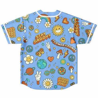 Stay Groovy Retro 70s Flower Power Reversible Baseball Jersey