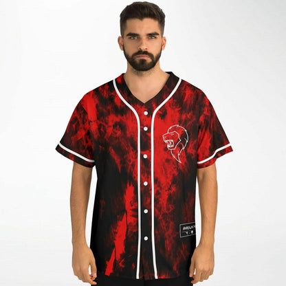 Red Black Roaring Lion Rave Baseball Jersey